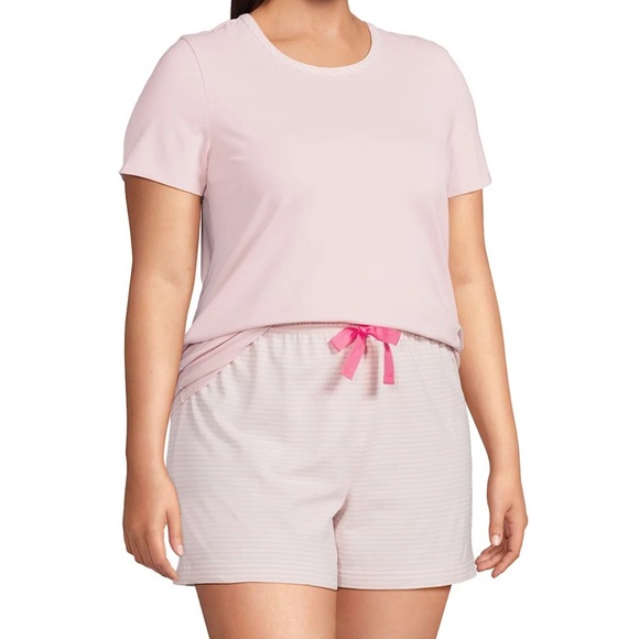 Lands' End Pink Cotton Pajama Set Relaxed Fit NWOT - Picture 1 of 6